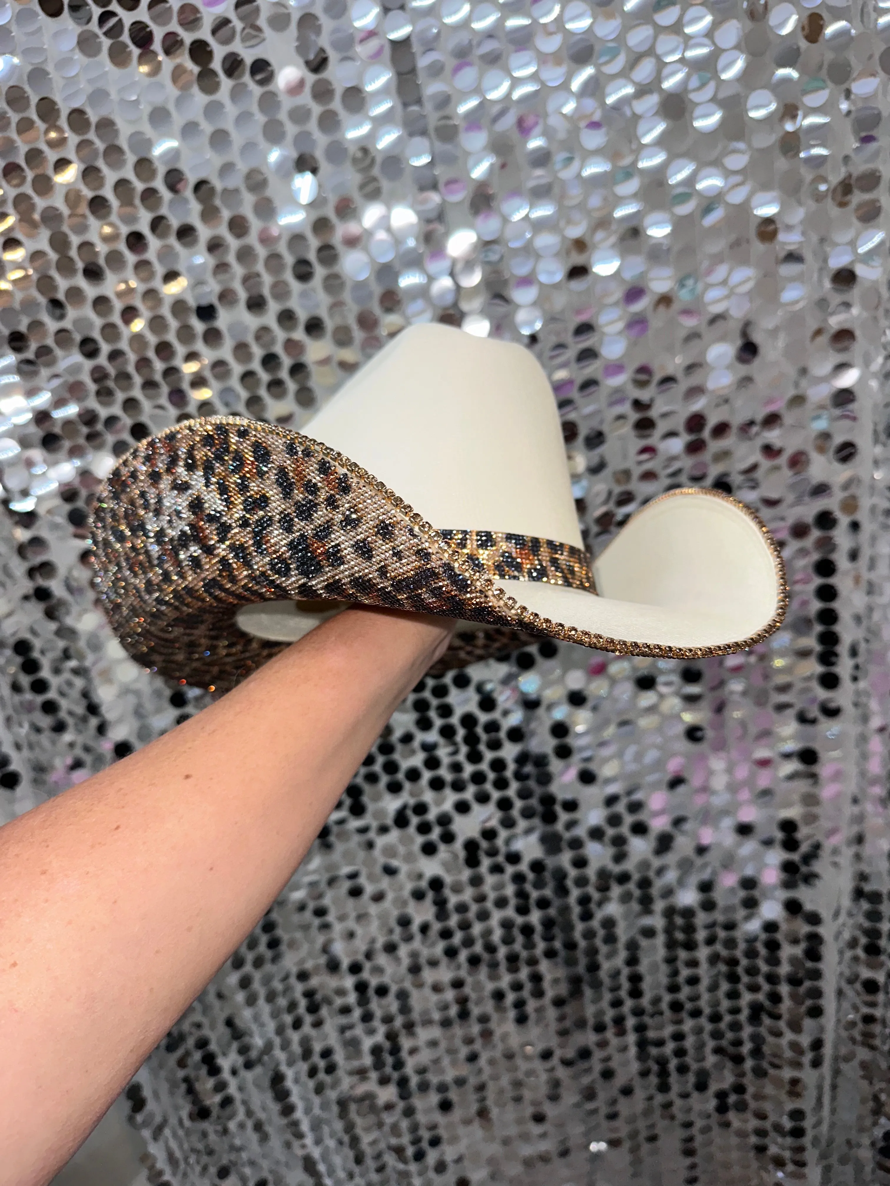 Sand and Leopard Square Style Cowgirl Hat sold by Buddy Love product image thumbnail 2