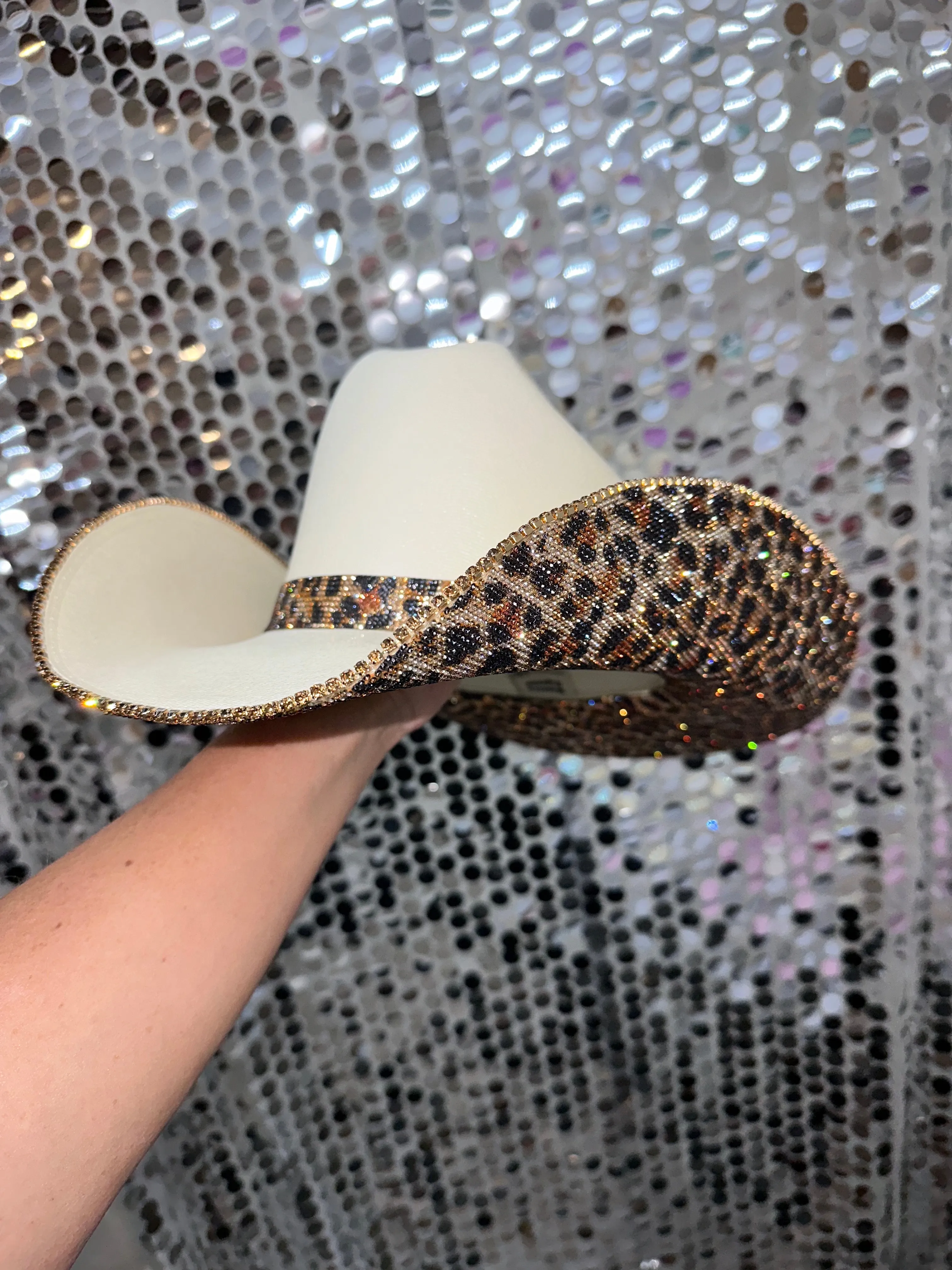 Sand and Leopard Square Style Cowgirl Hat sold by Buddy Love