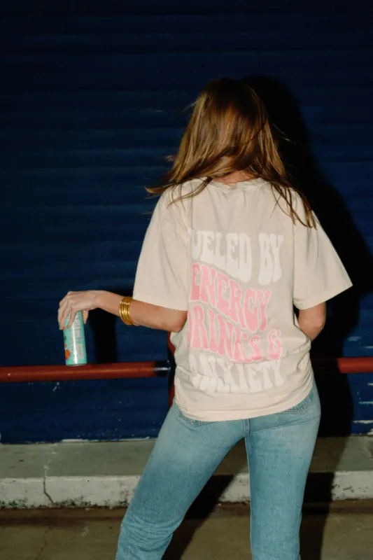 Fueled By Energy Drinks and Anxiety Graphic Tee sold by Buddy Love