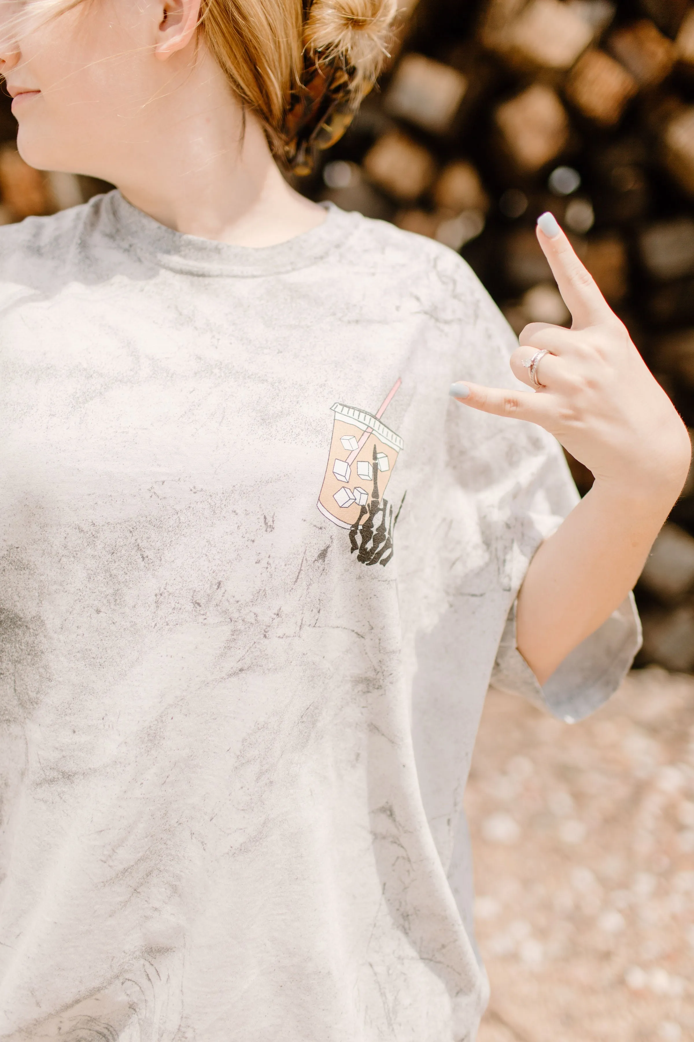 Fueled by iced coffee and anxiety Graphic Tee sold by Buddy Love product image thumbnail 5