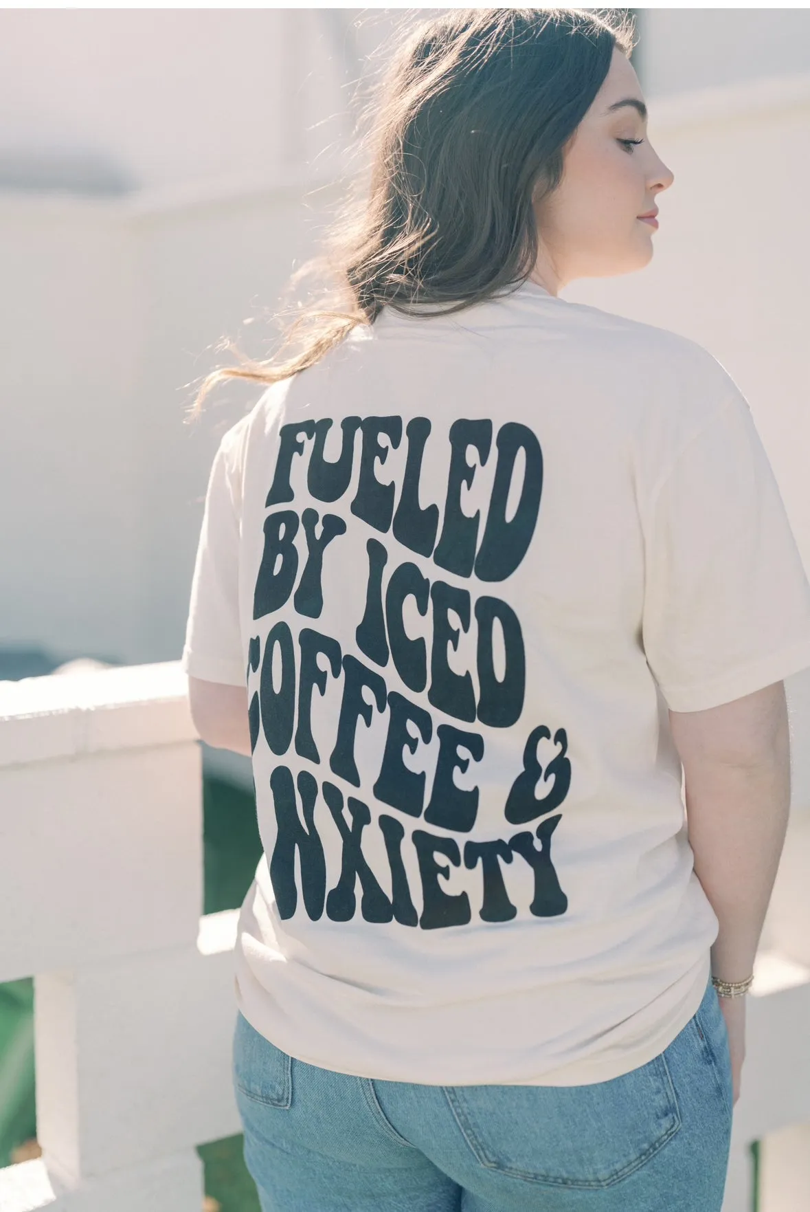 Fueled by iced coffee and anxiety Graphic Tee sold by Buddy Love product image thumbnail 4