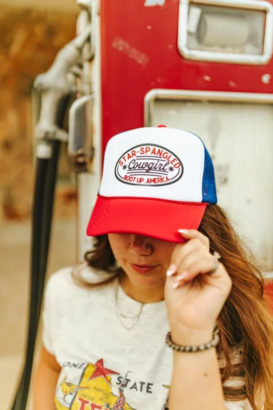 Star Spangled Cowgirl Trucker Hat sold by Buddy Love