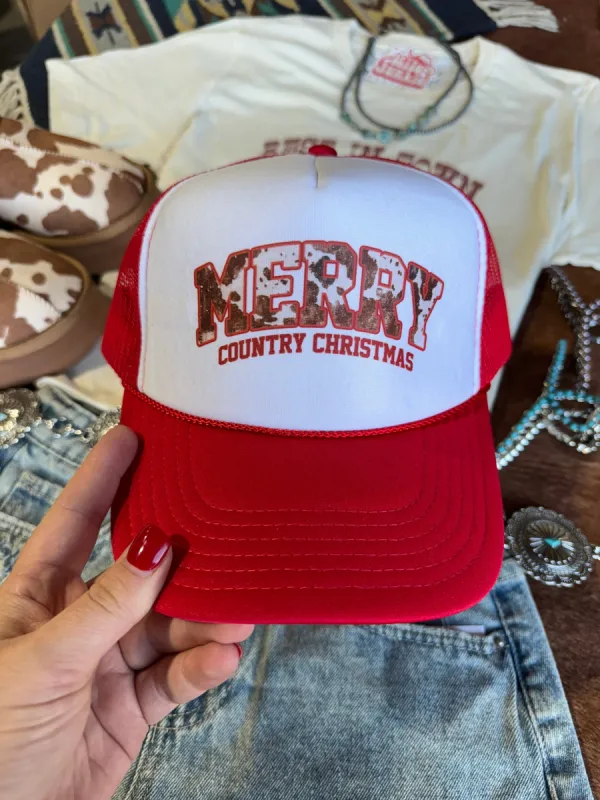Merry Country Christmas Trucker Hat sold by Buddy Love