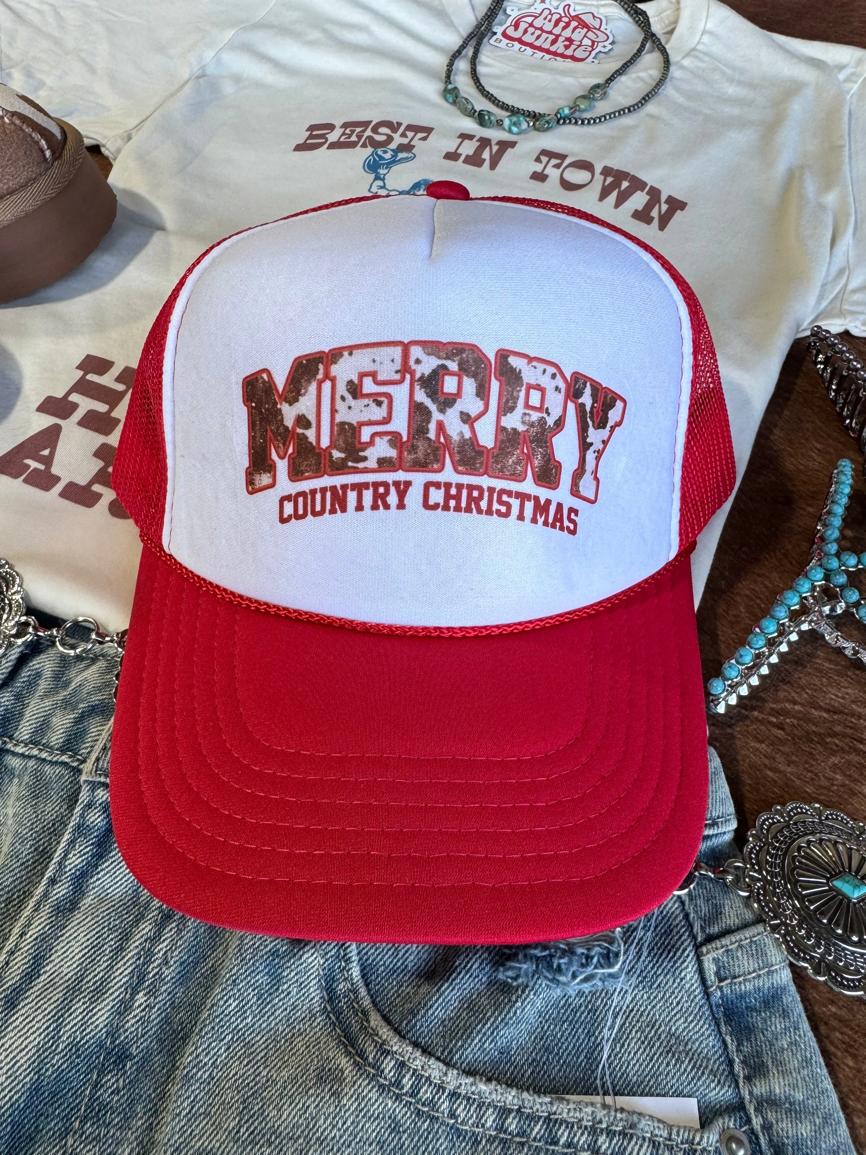 Merry Country Christmas Trucker Hat sold by Buddy Love product image thumbnail 2