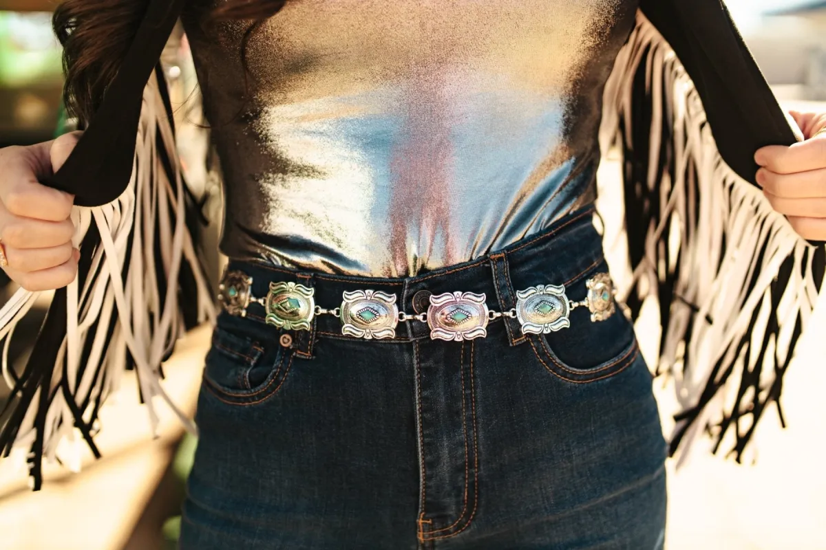 Rectangle Concho Chain Belt sold by Buddy Love