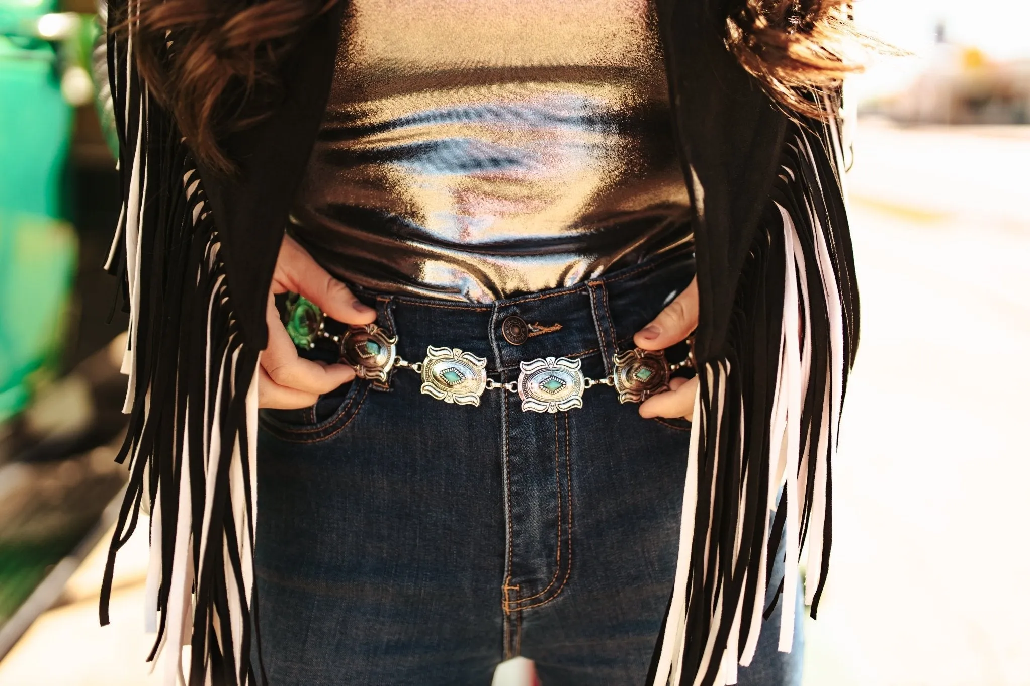 Rectangle Concho Chain Belt sold by Buddy Love product image thumbnail 2