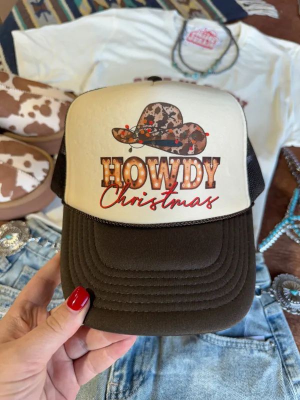 Marquee Howdy Christmas Trucker Hat sold by Buddy Love