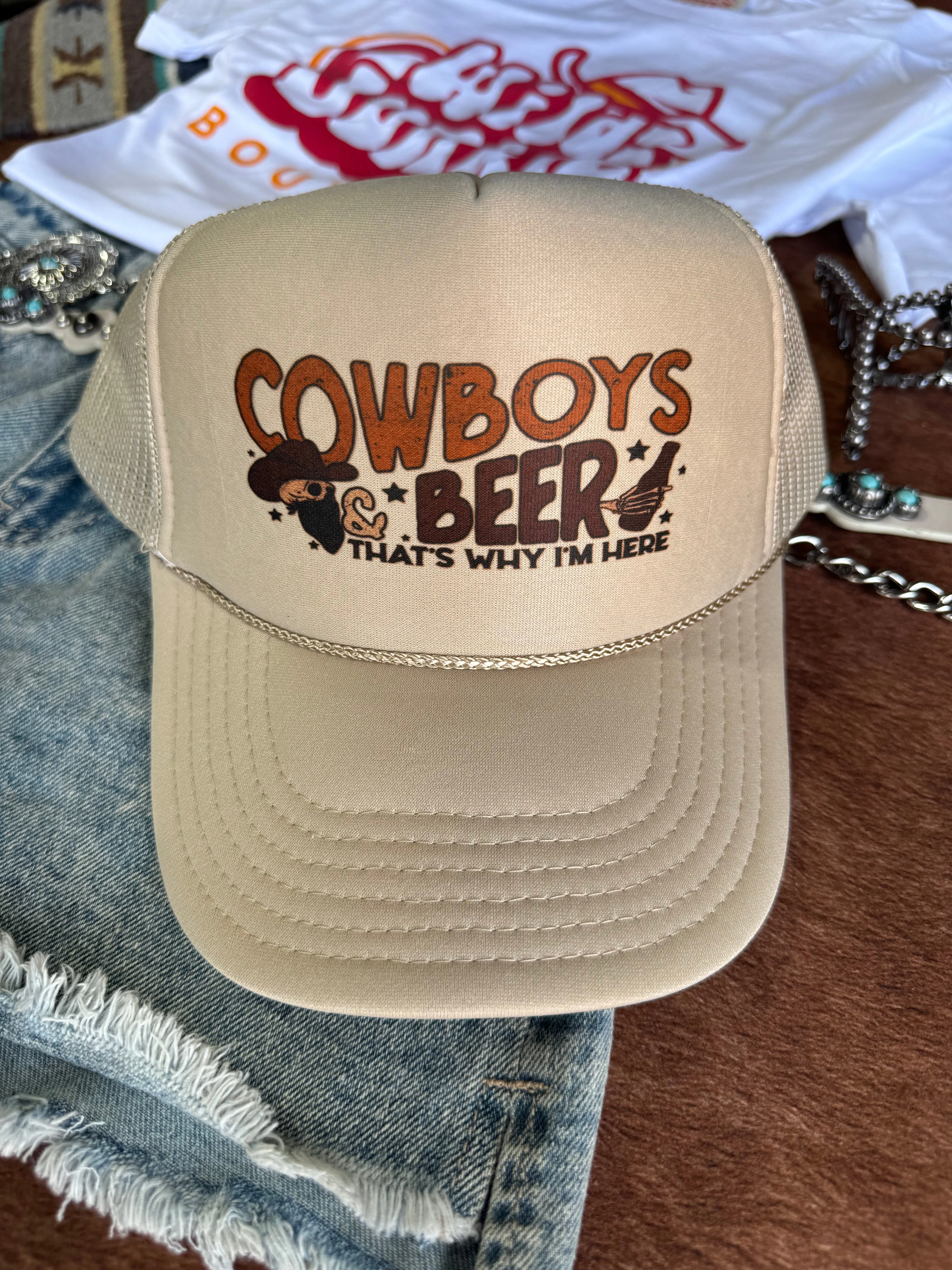 Cowboys & Beer Trucker Hat sold by Buddy Love
