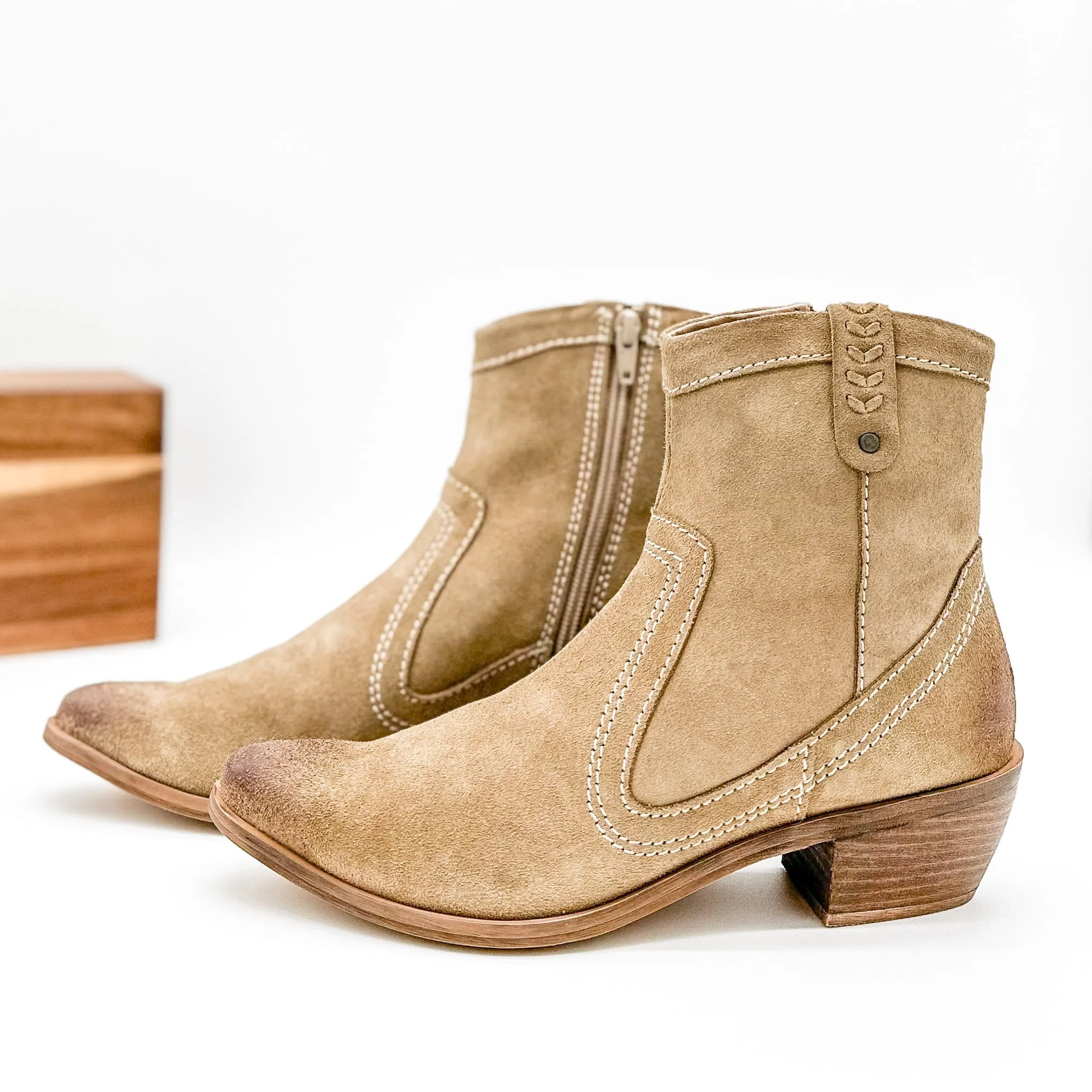 Smithy Suede Ankle Boot in Tan sold by Buddy Love