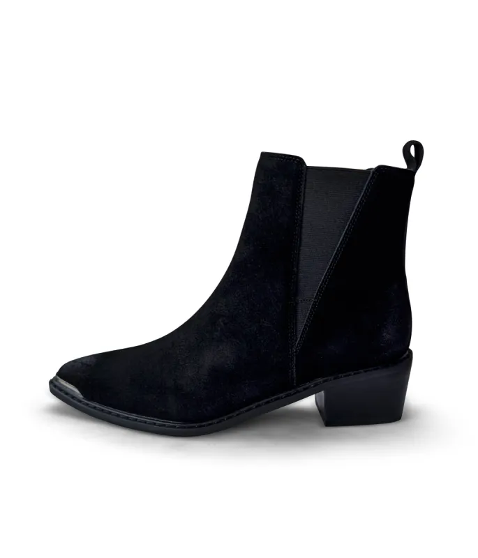 Wylie Suede Ankle Boot in Black sold by Buddy Love
