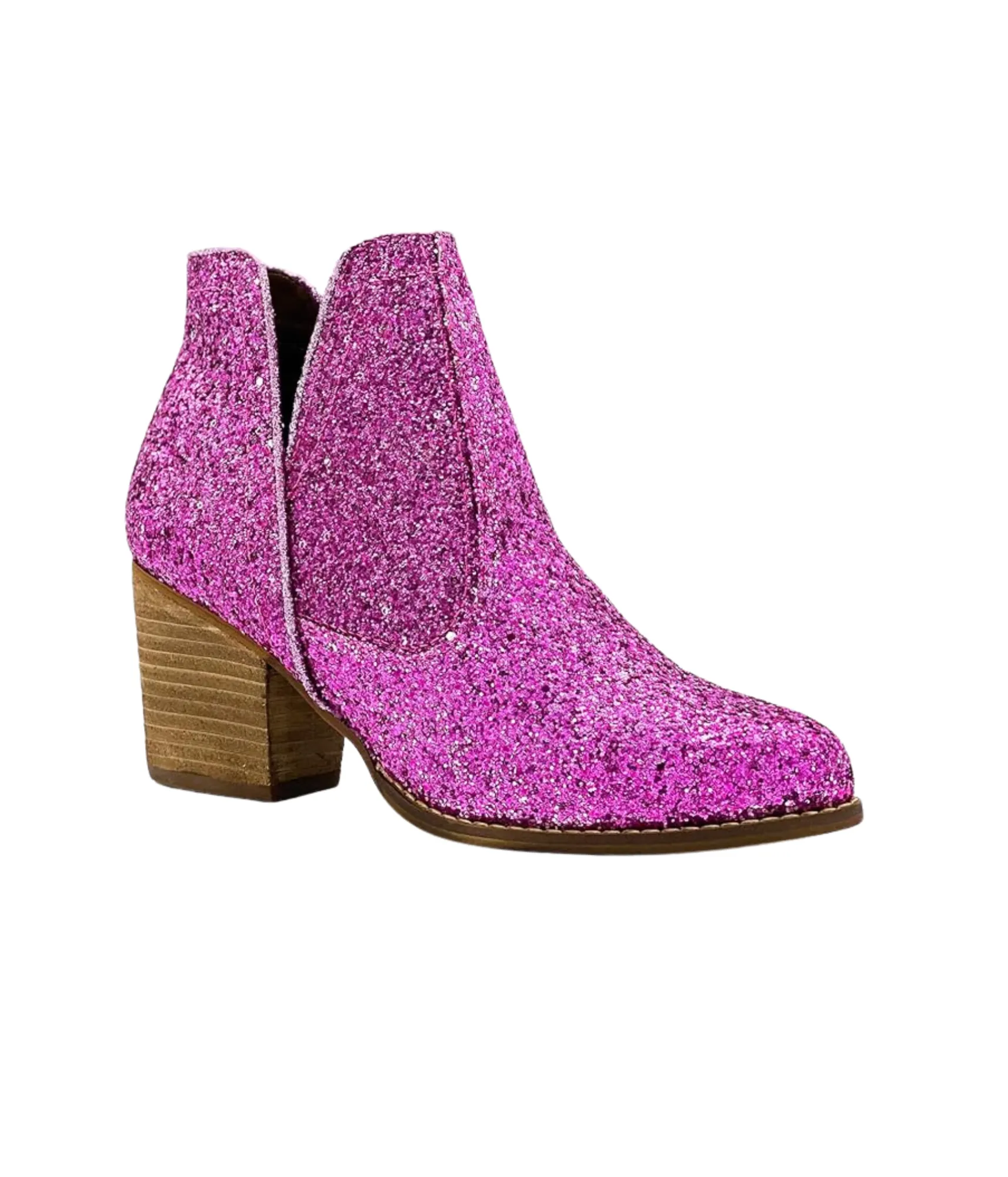 Fiera Glitter Booties in Pink sold by Buddy Love
