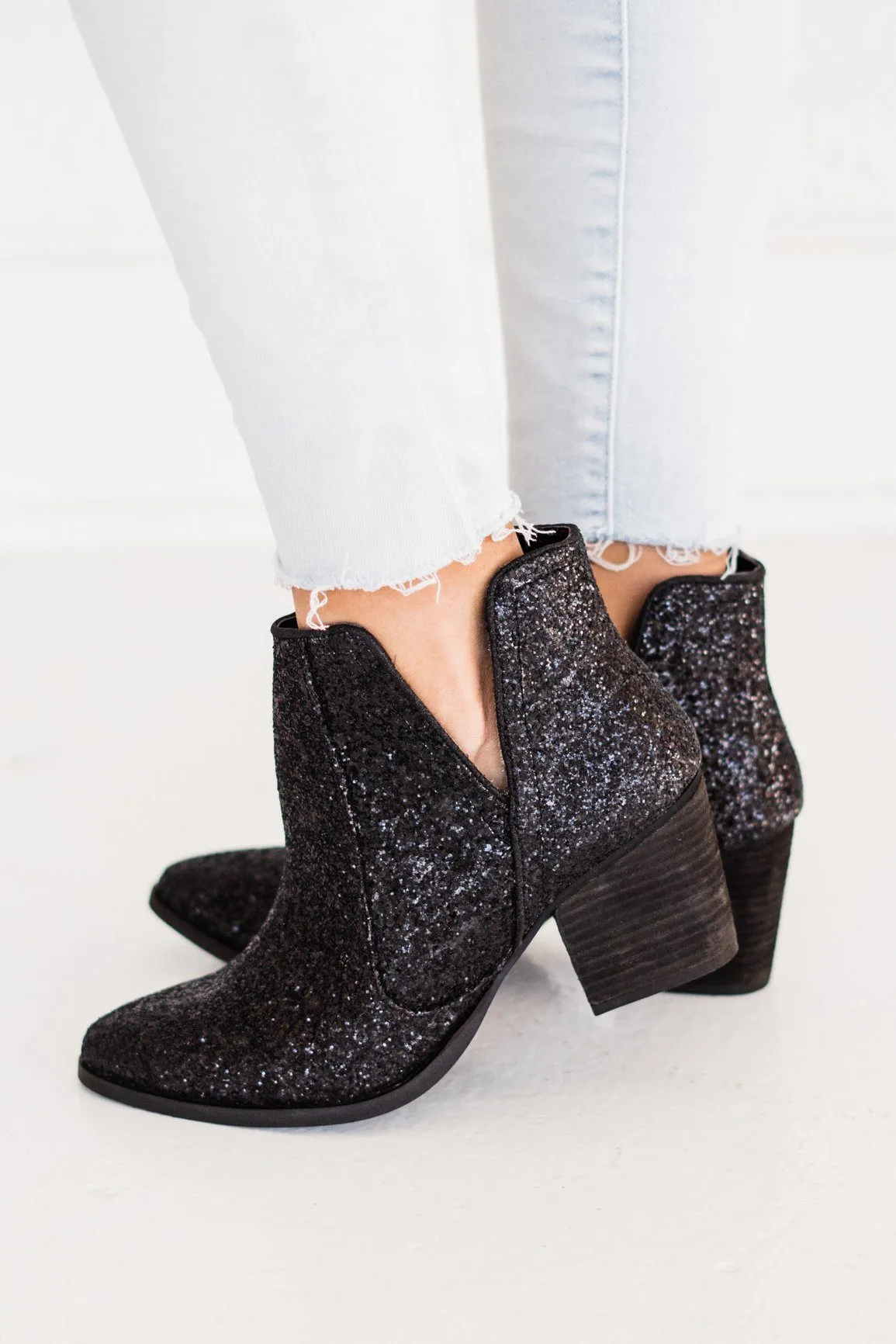 Fiera Glitter Booties in Black sold by Buddy Love product image thumbnail 2
