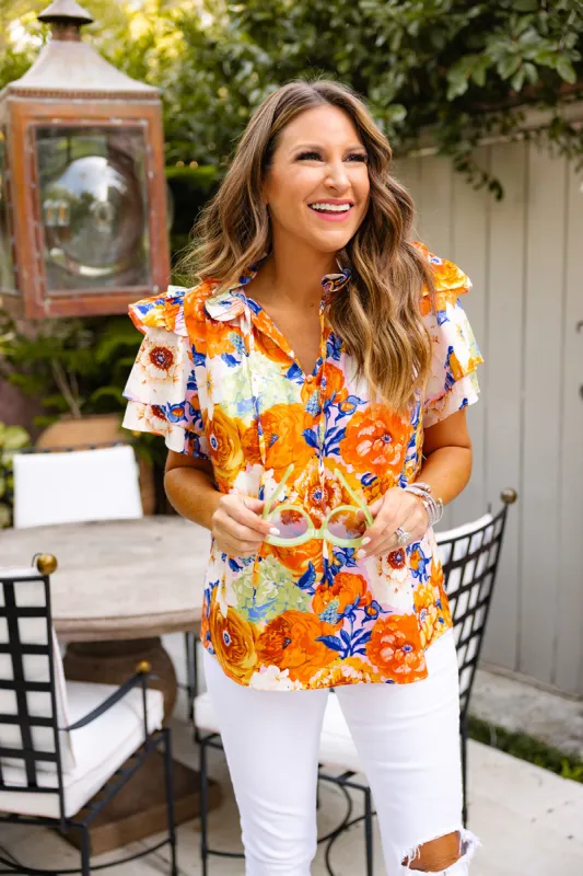 Shauna Ruffle Shoulder Top - Seeya Later sold by Buddy Love