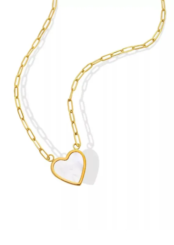 WHITE HEART NECKLACE sold by Buddy Love