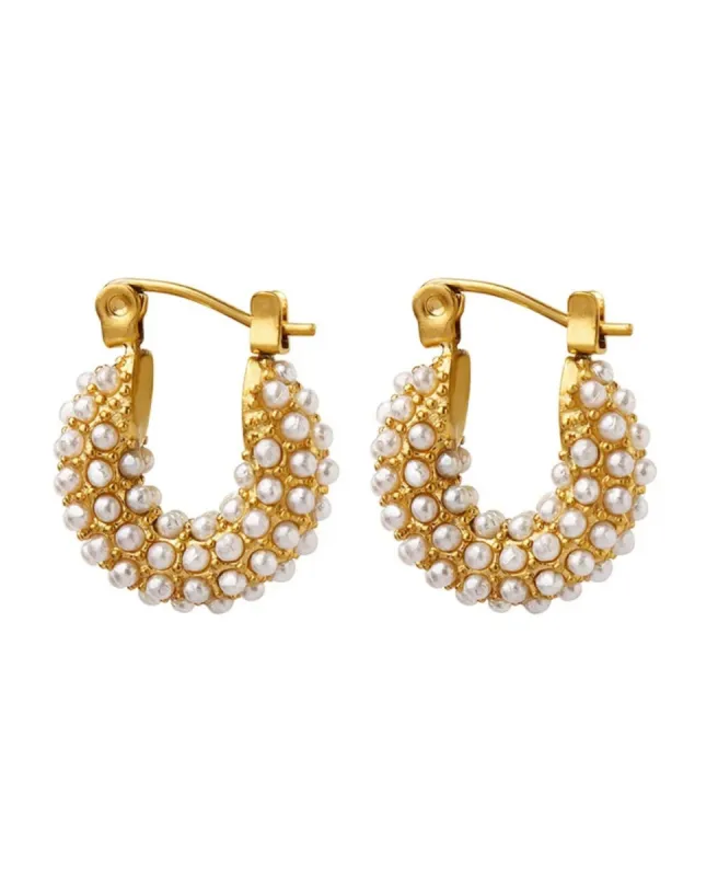 DAINTY PEARL HOOPS sold by Buddy Love