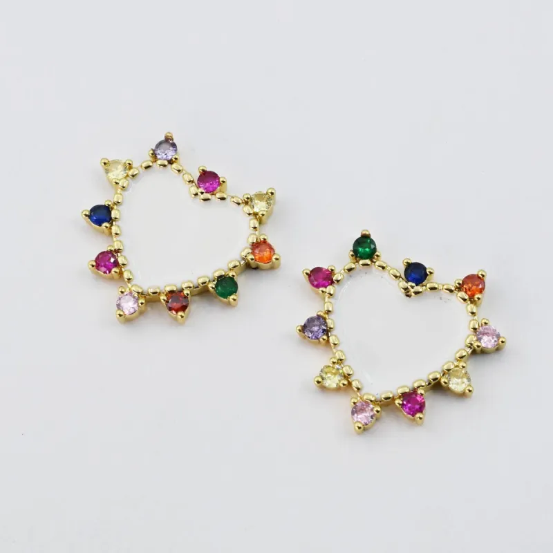 White Heart Multi Stone Enamel Earring sold by Buddy Love