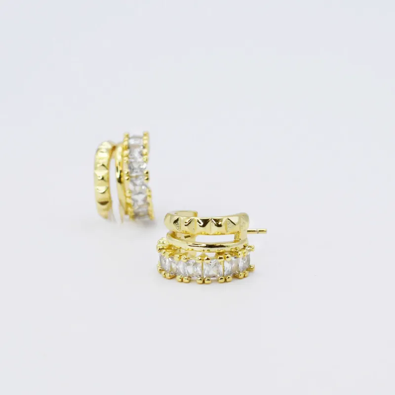 Triple Textured Huggies Earring sold by Buddy Love