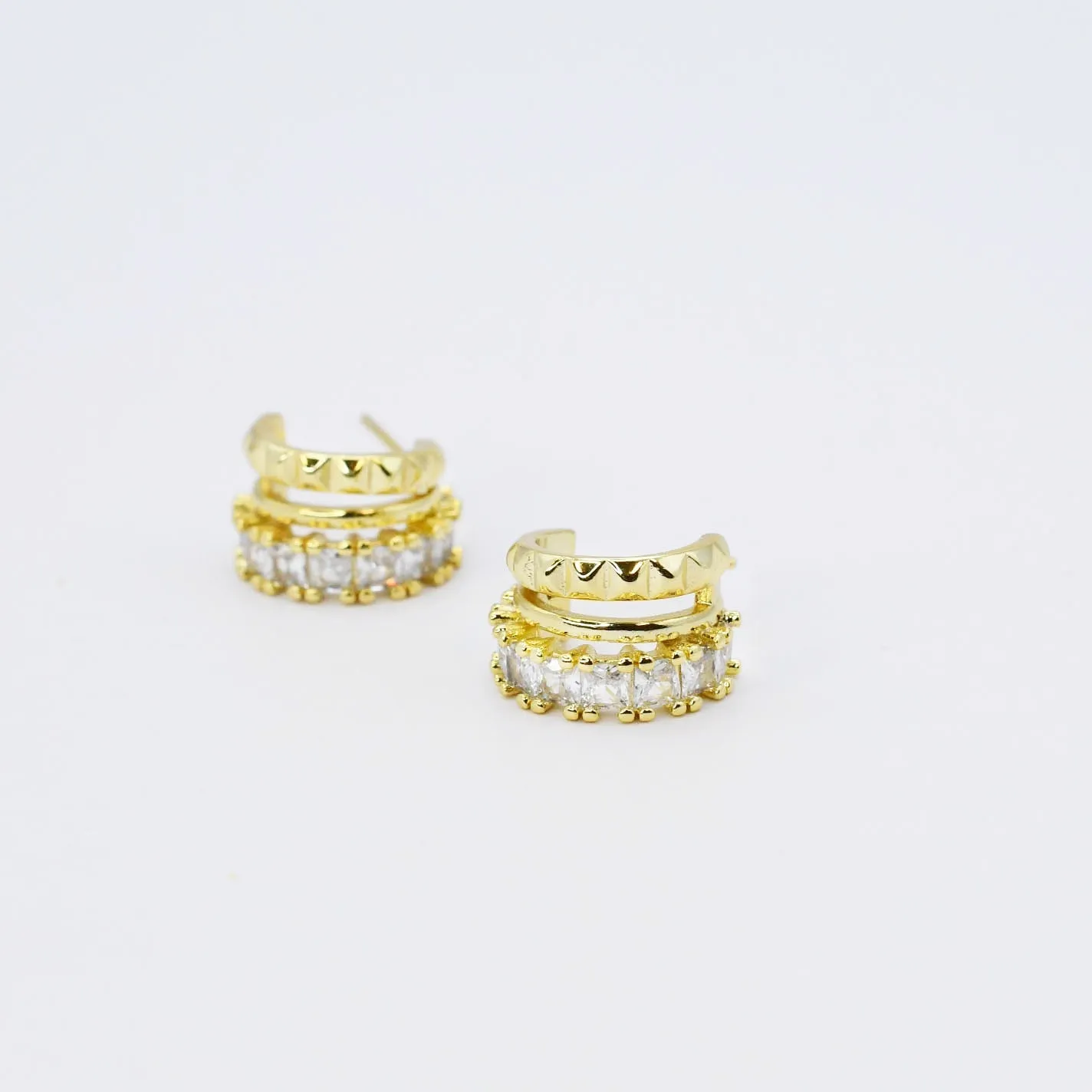 Triple Textured Huggies Earring sold by Buddy Love product image thumbnail 3