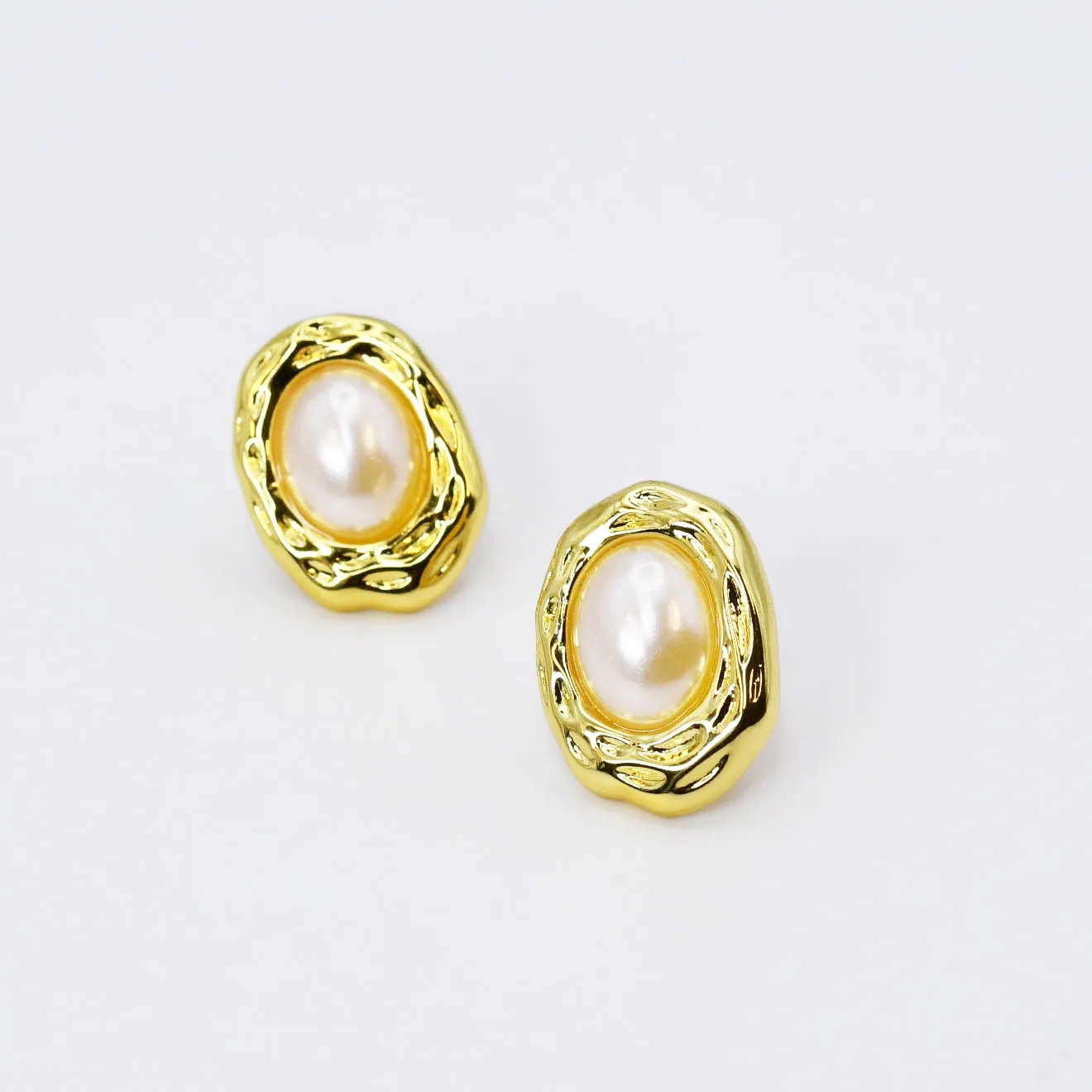 Pearl Gold Bean Stud Earring sold by Buddy Love