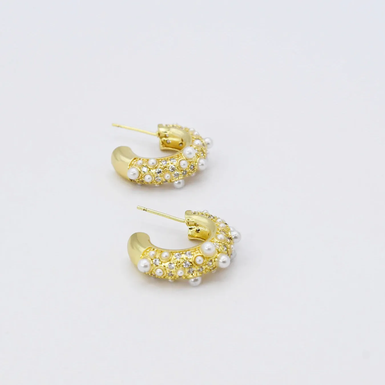 Pearl Crystal Gold Hoop Earring sold by Buddy Love product image thumbnail 3
