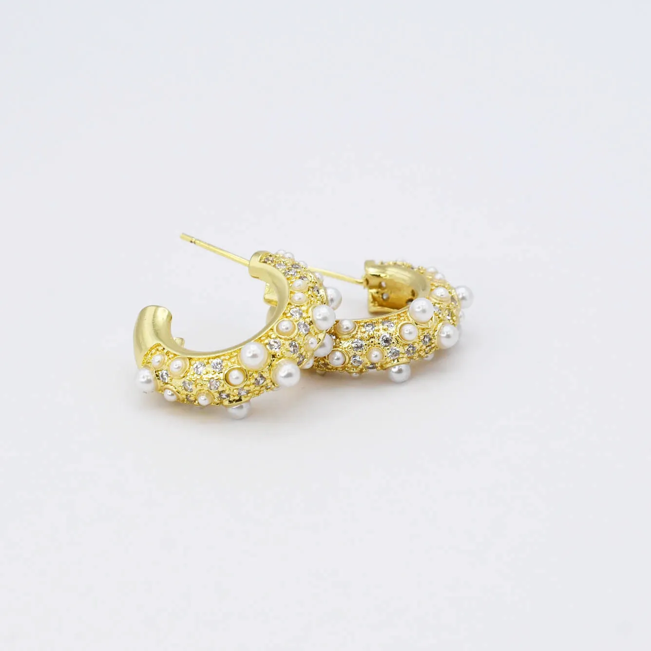 Pearl Crystal Gold Hoop Earring sold by Buddy Love