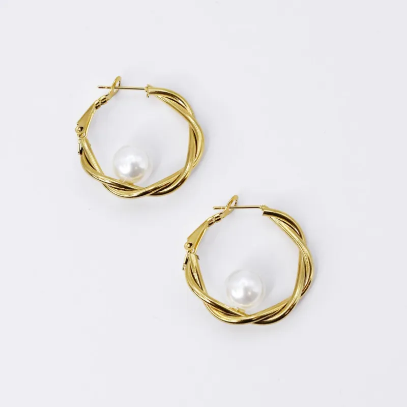 Pearl Embrace Hoop Earrings sold by Buddy Love