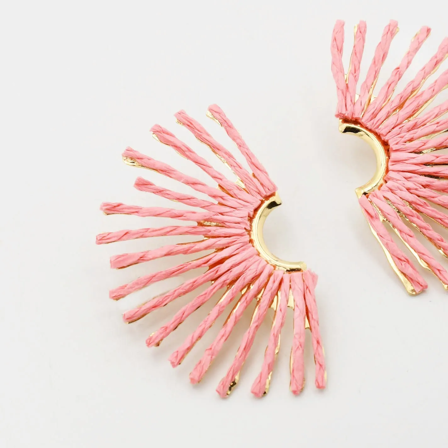 Light Pink Raffia Fan Earring sold by Buddy Love product image thumbnail 2
