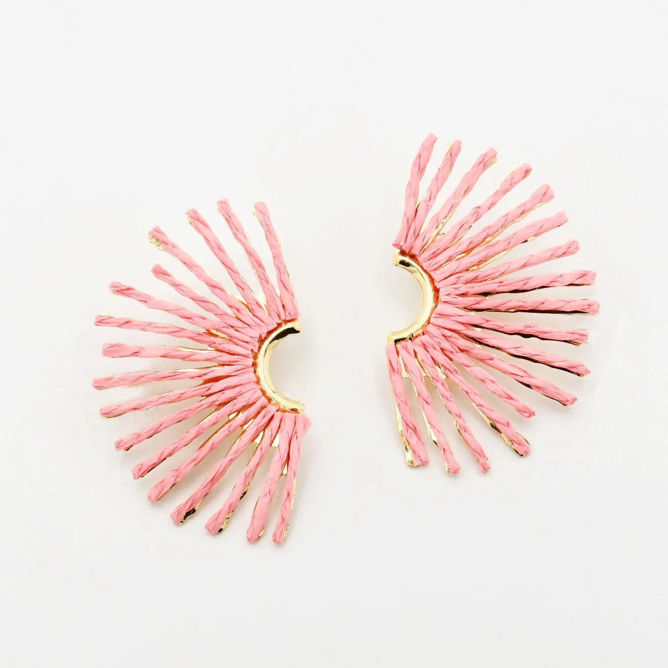 Light Pink Raffia Fan Earring sold by Buddy Love