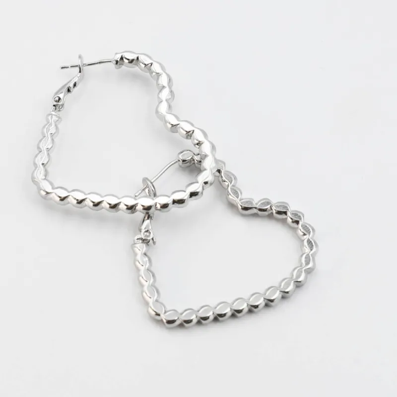 Sweetheart Hoop Silver Rhinestone Earrings sold by Buddy Love