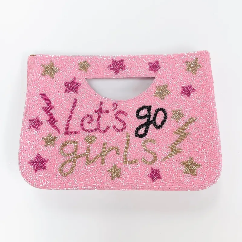 Let's Go Girls Beaded Clutch Pink sold by Buddy Love