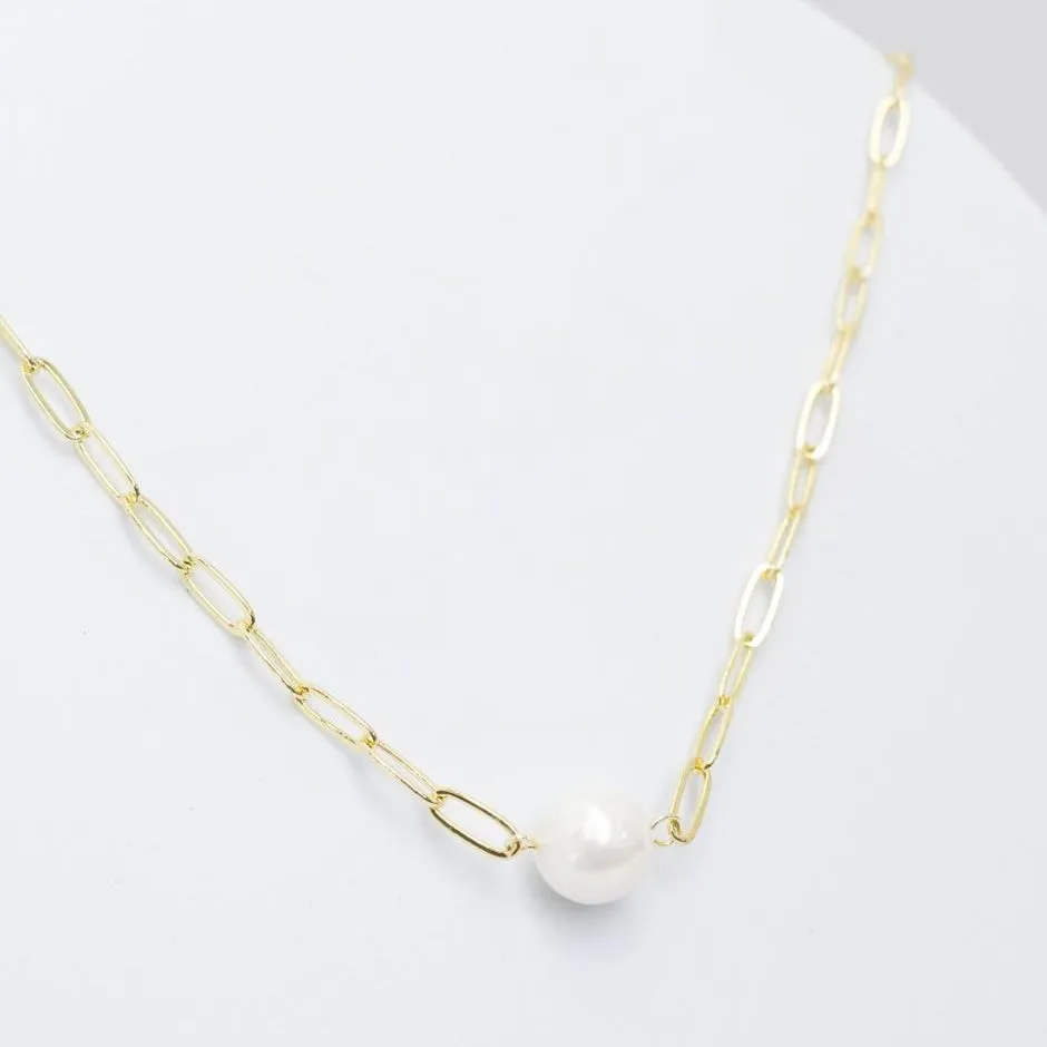 Single Pearl Gold Necklace sold by Buddy Love