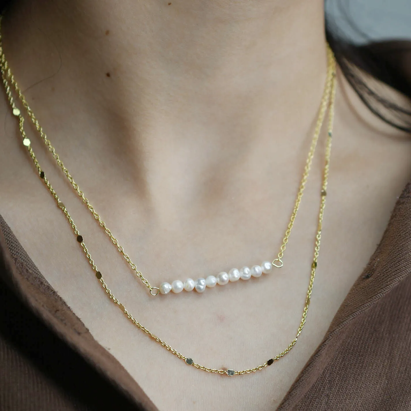 Pearl Bar Layer Necklace sold by Buddy Love product image thumbnail 3