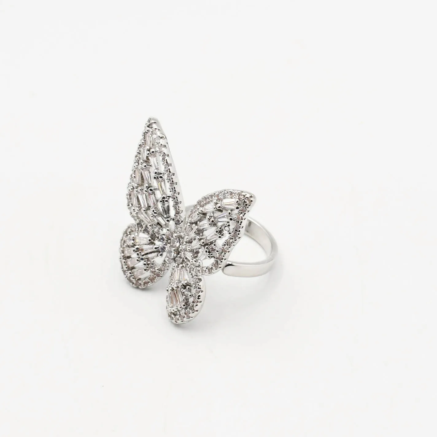 Silver Big Butterfly Crystal Ring sold by Buddy Love product image thumbnail 2