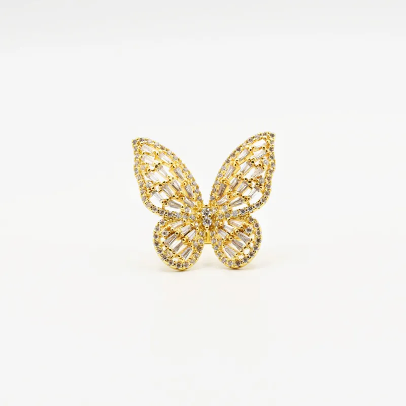 Gold Big Butterfly Crystal Ring sold by Buddy Love