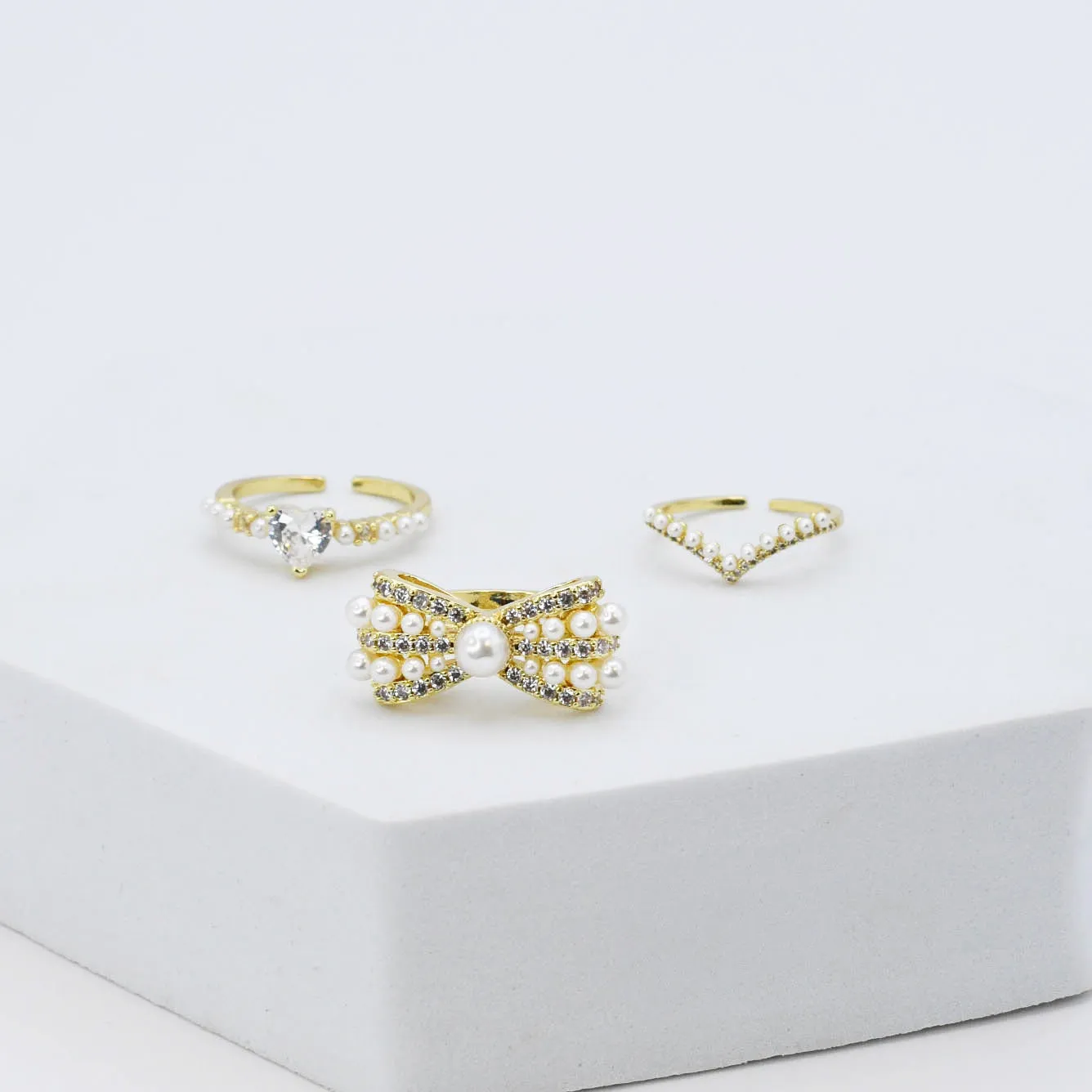 Pearl and Diamond Ring Set sold by Buddy Love product image thumbnail 2