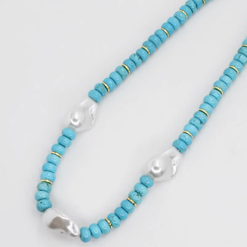 Turquoise Pearl Gemstone Necklace sold by Buddy Love