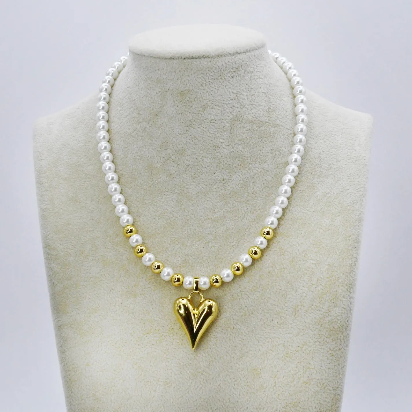 Pearly Teardrop Heart Necklace sold by Buddy Love product image thumbnail 3