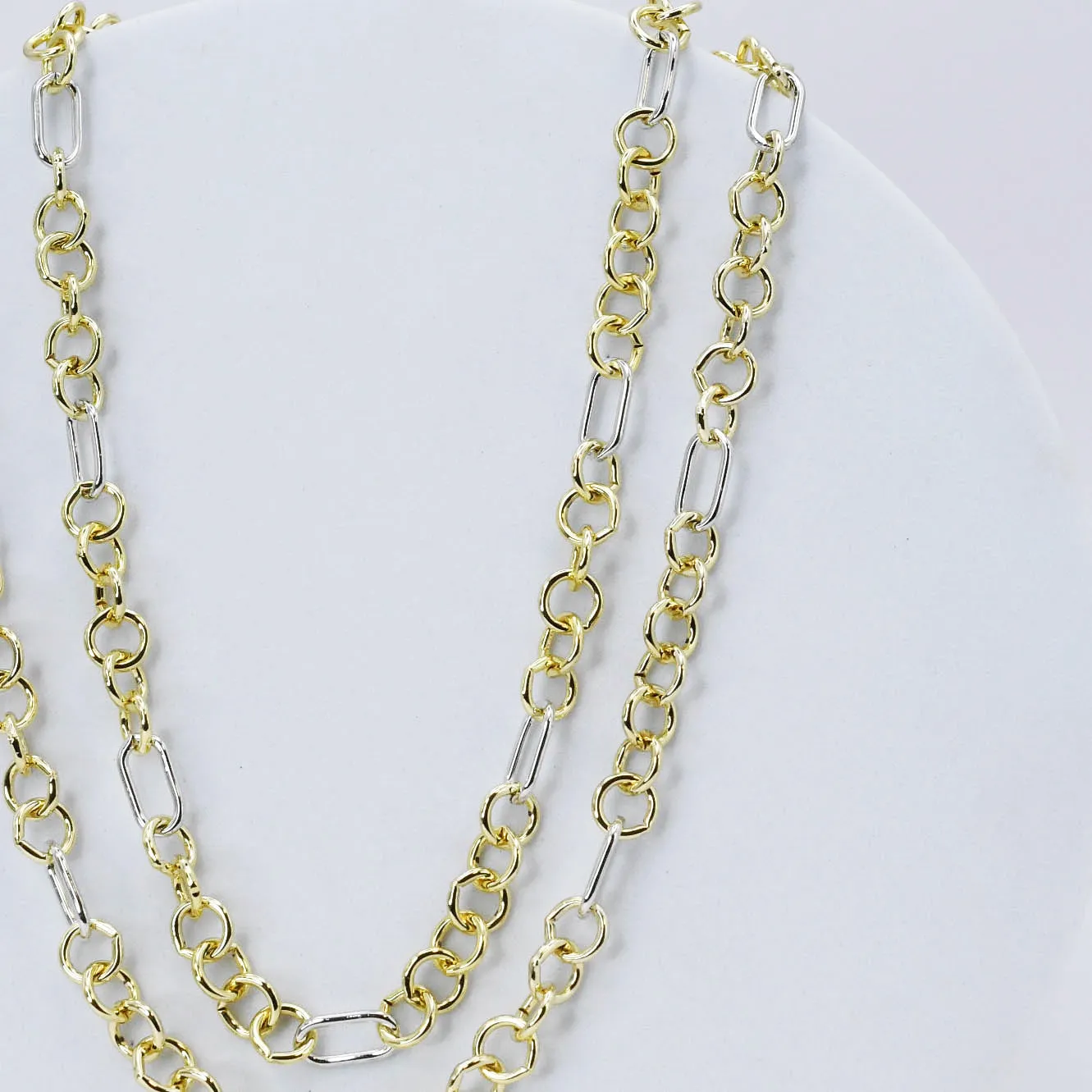 Mixed Metal Link Layer Gold Necklace sold by Buddy Love product image thumbnail 2