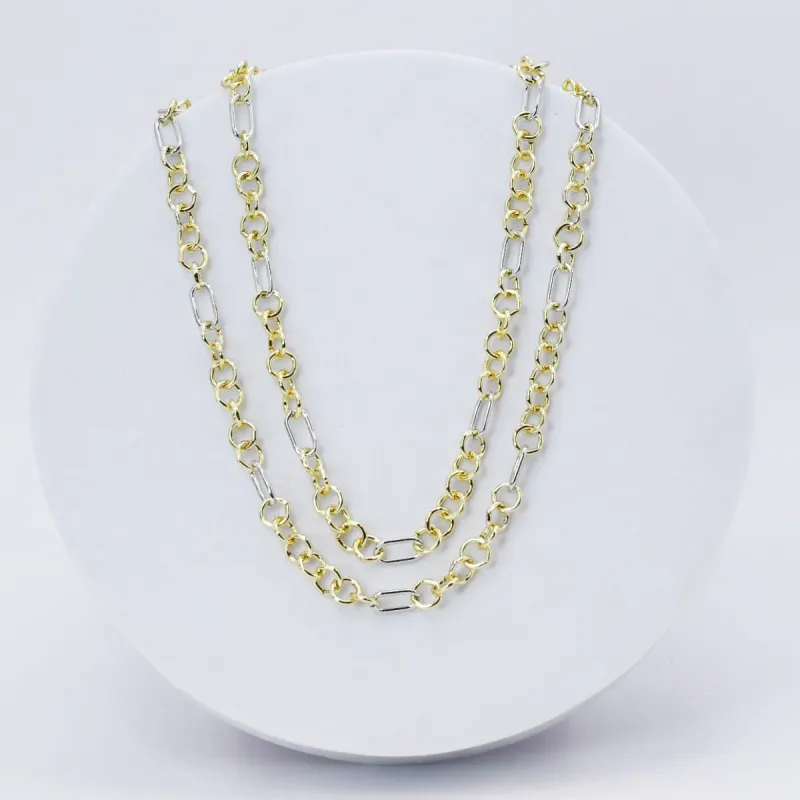 Mixed Metal Link Layer Gold Necklace sold by Buddy Love