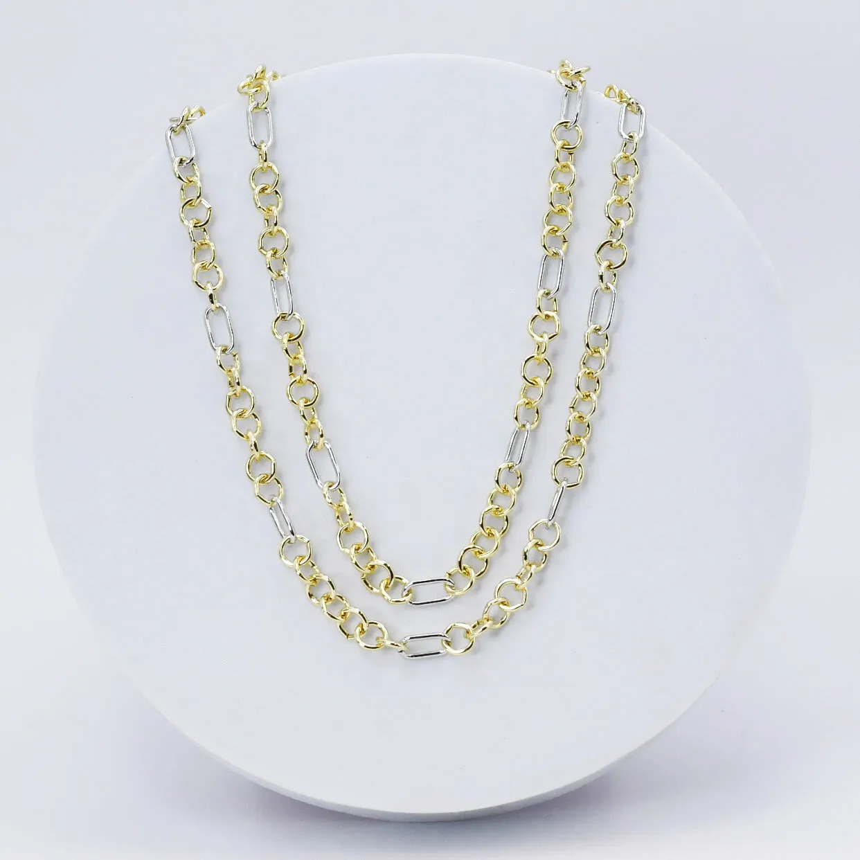Mixed Metal Link Layer Gold Necklace sold by Buddy Love