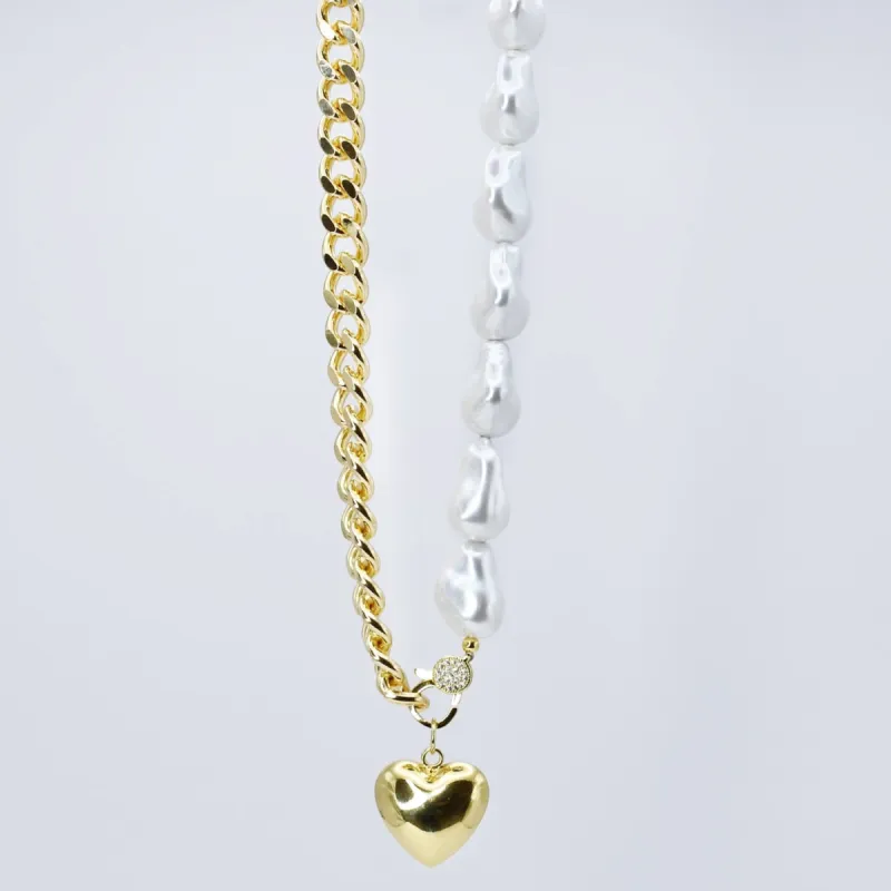 Majestic Heart Pearl Necklace made by Buddy Love
