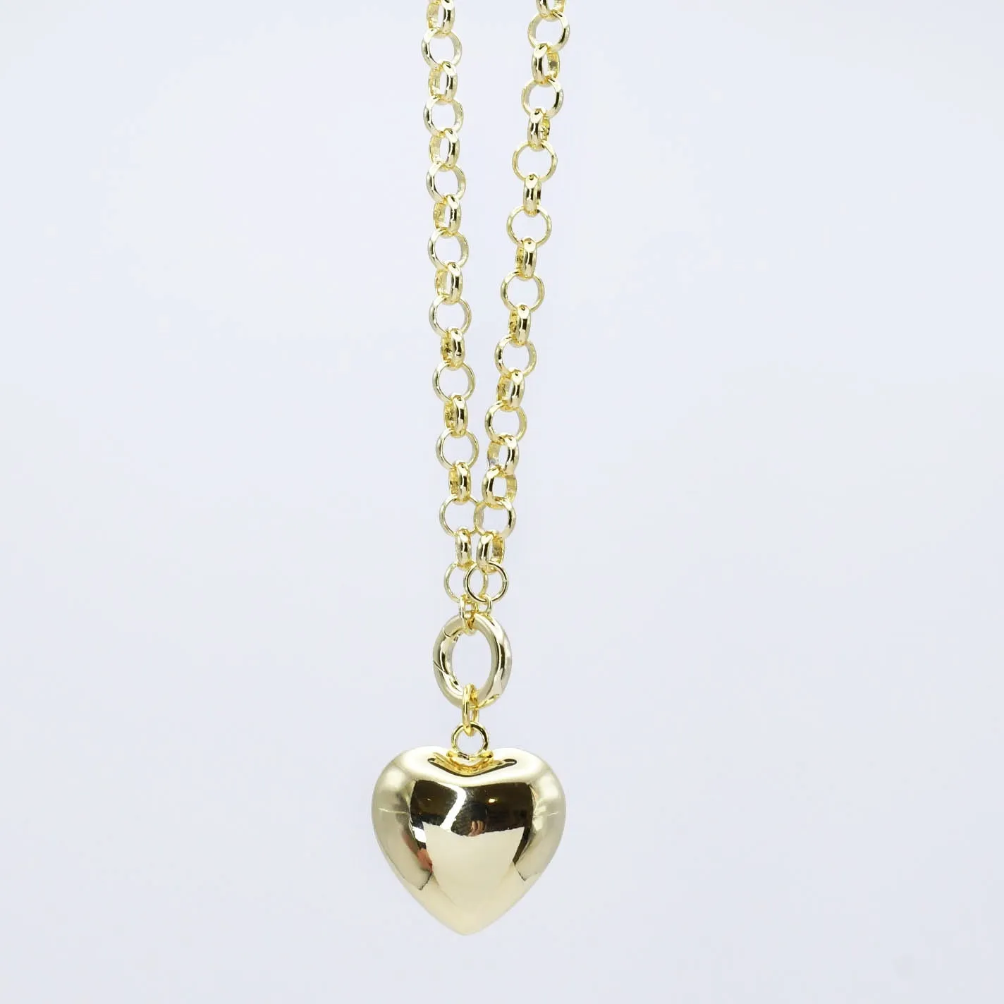 Dainty Chain Puffy Heart Necklac sold by Buddy Love