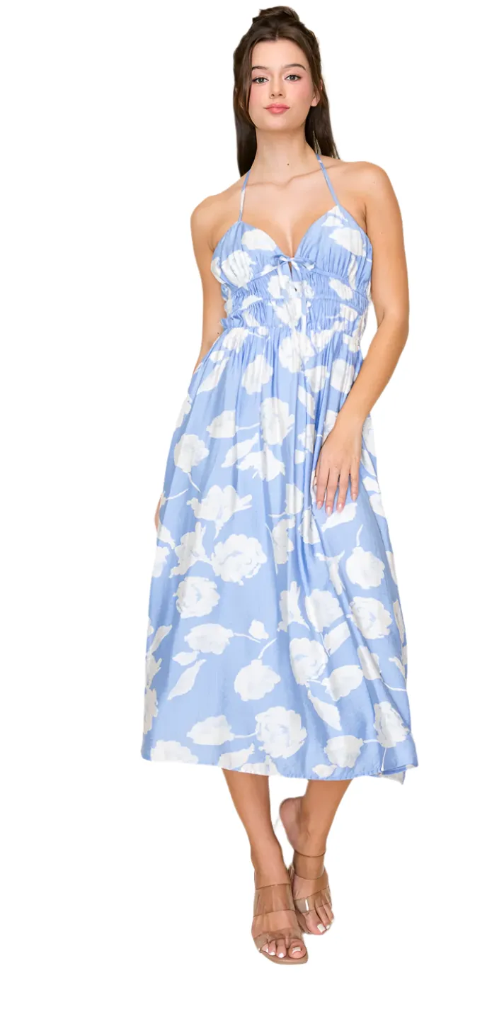 Krissy Smocked Halter Midi Dress sold by Buddy Love