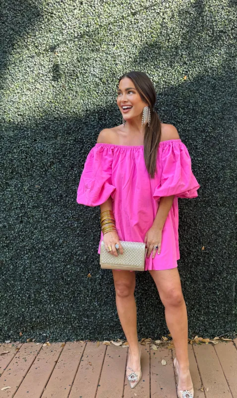 Claire Puff Sleeve Off-The-Shoulder Mini Dress sold by Buddy Love