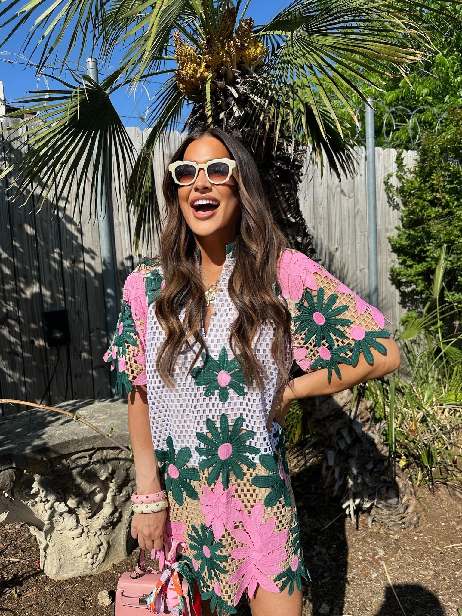 Lulu Short Sleeve Mini Caftan - Pink Lady sold by Buddy Love product image thumbnail 4