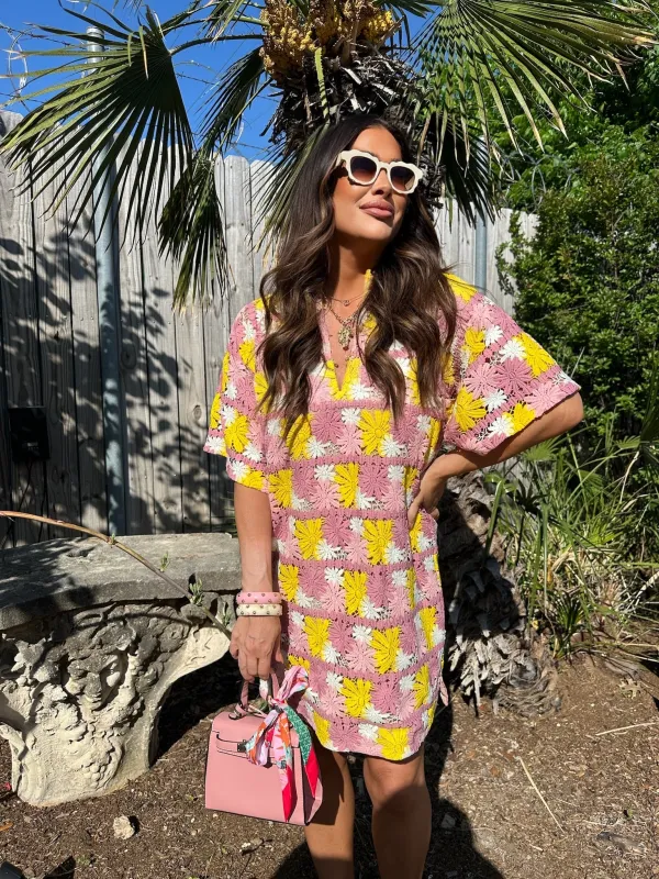 Lulu Short Sleeve Mini Caftan -Sunny Daze sold by Buddy Love