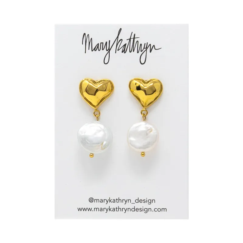 Heart Pearl Drop Earrings sold by Buddy Love