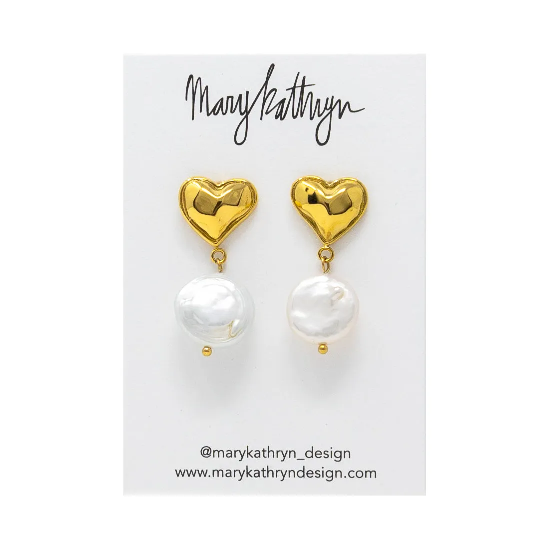 Heart Pearl Drop Earrings sold by Buddy Love