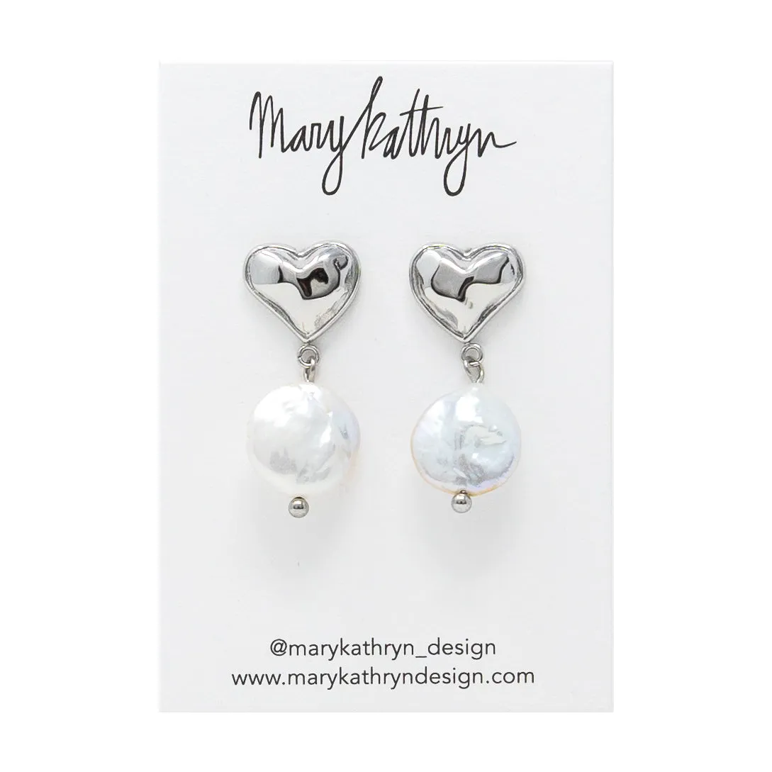 Heart Pearl Drop Earrings sold by Buddy Love product image thumbnail 2