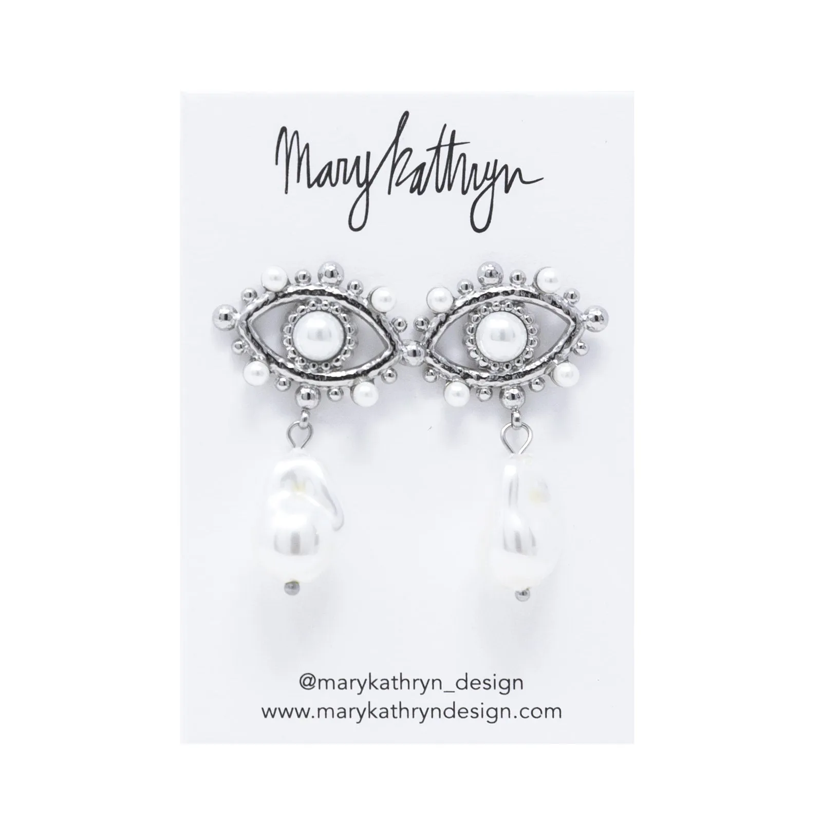 Evil Eye Pearl Dangles sold by Buddy Love product image thumbnail 2